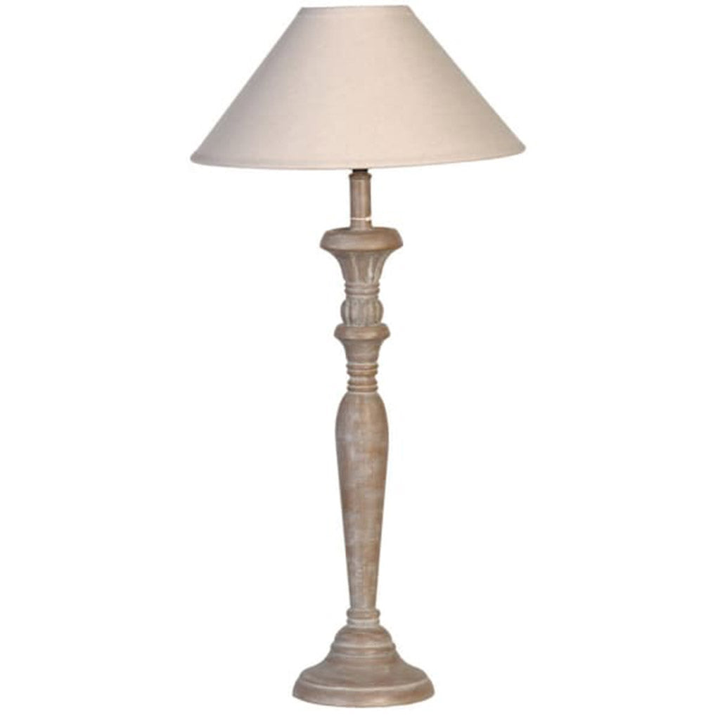 Grey Wash Wooden Candlestick Table Lamp