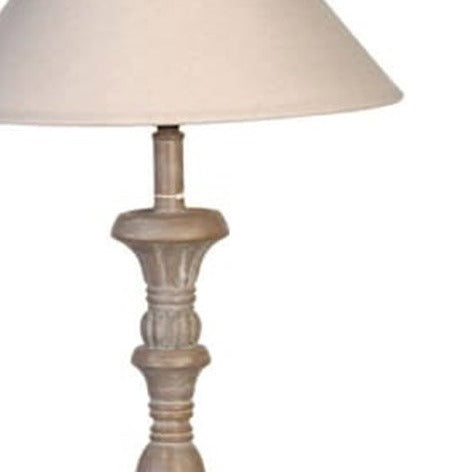 Grey Wash Wooden Candlestick Table Lamp