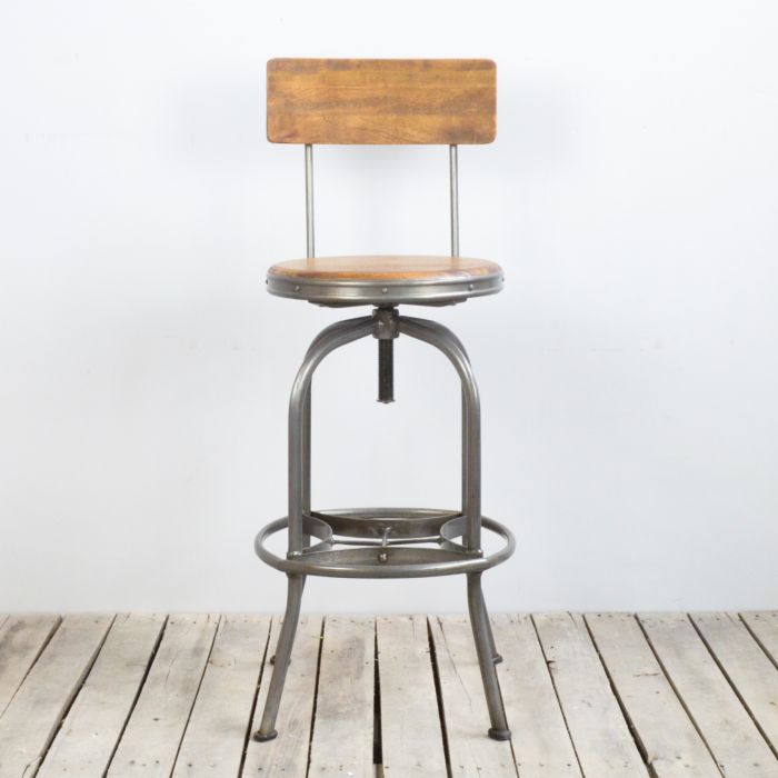 Industrial Vintage Barstool with Back Rest