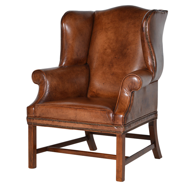 Italian Vintage Leather Wing Chair