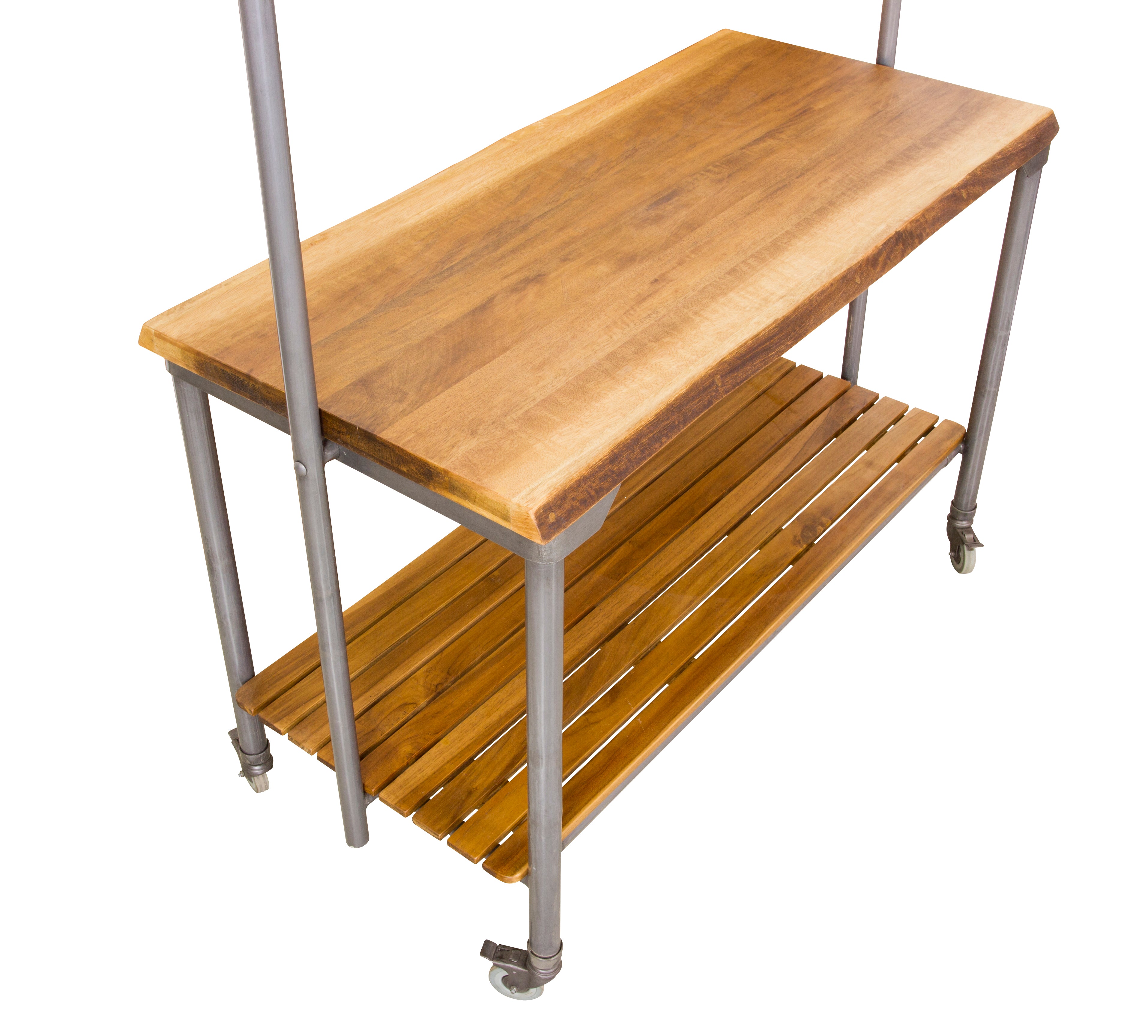 Live Edge Kitchen Island with Pot Rack