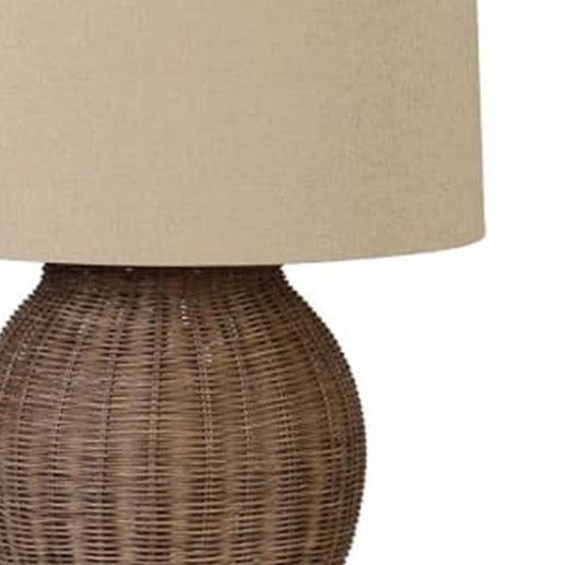 Large Rattan Urn Table Lamp