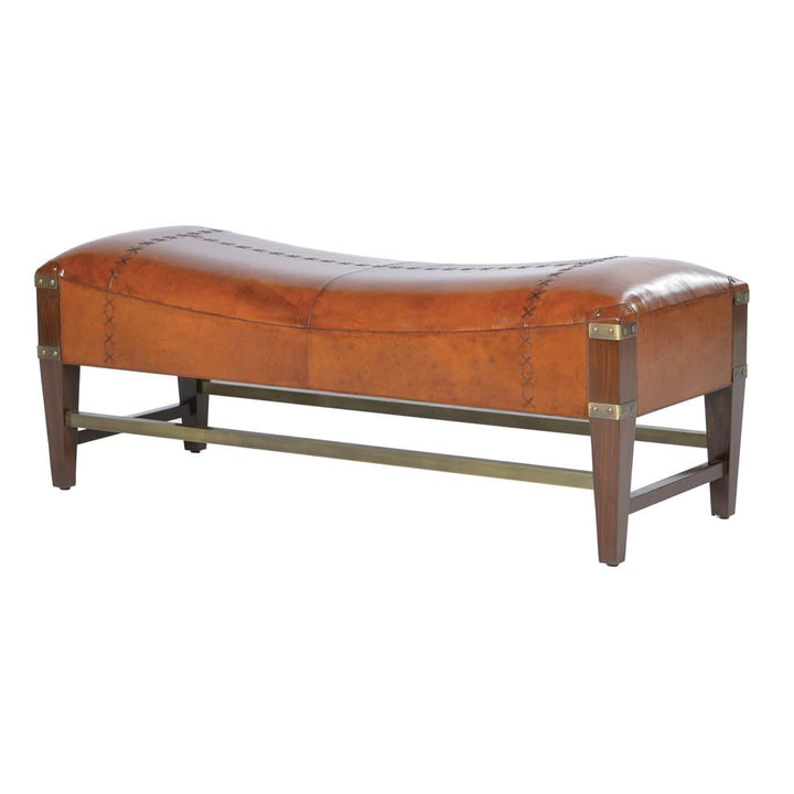 Leather and Wood Curved Bench | PRE ORDER