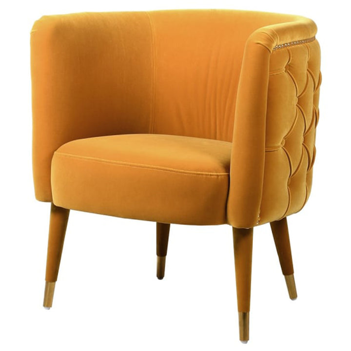 Mustard Velvet Curve Buttoned Chair