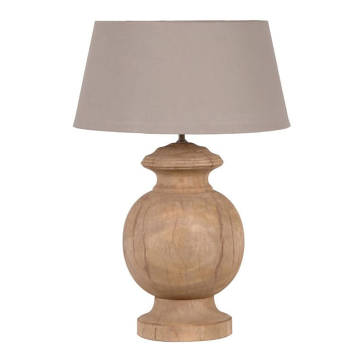 Natural Wood Round Table Lamp