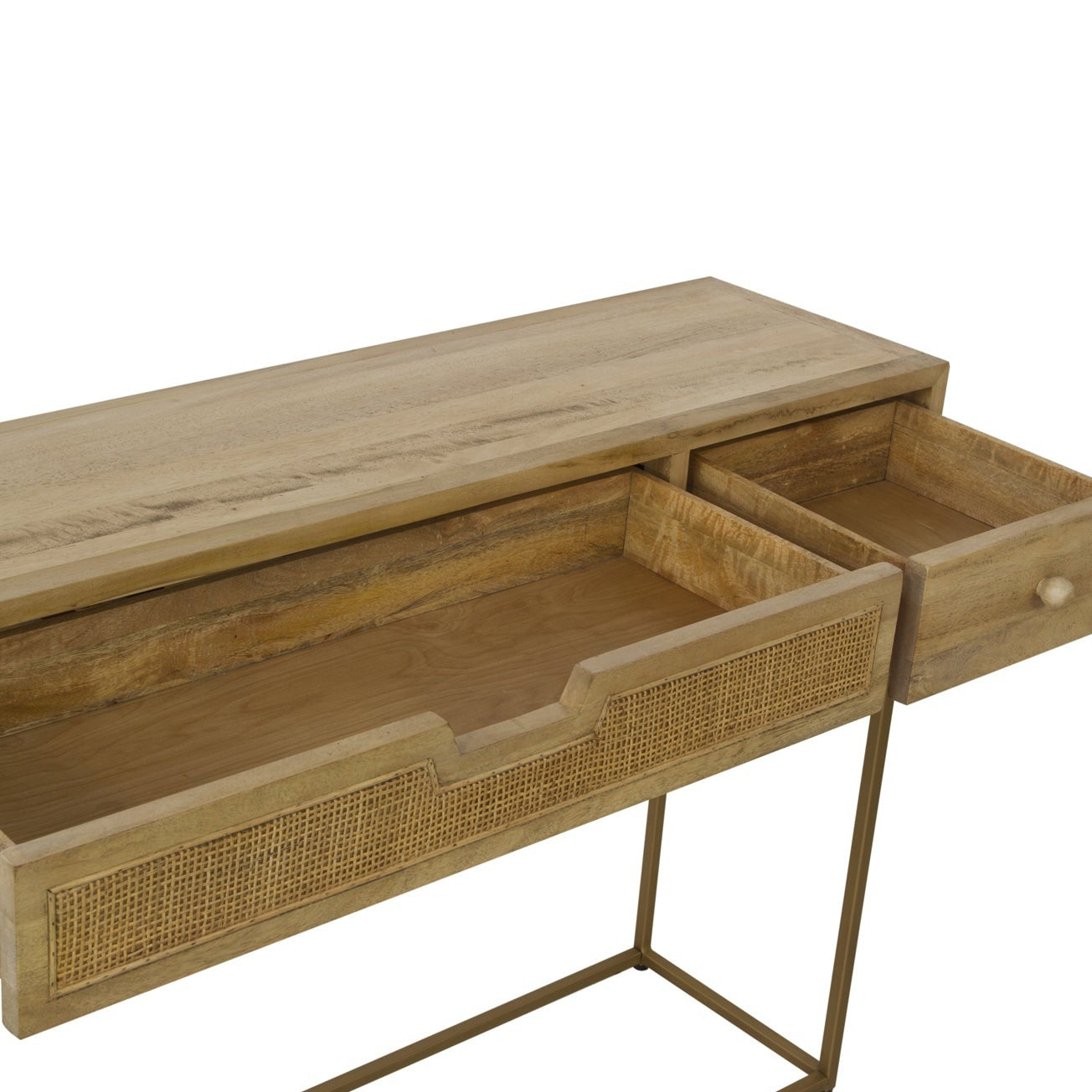 Rattan Two Drawer Console Table