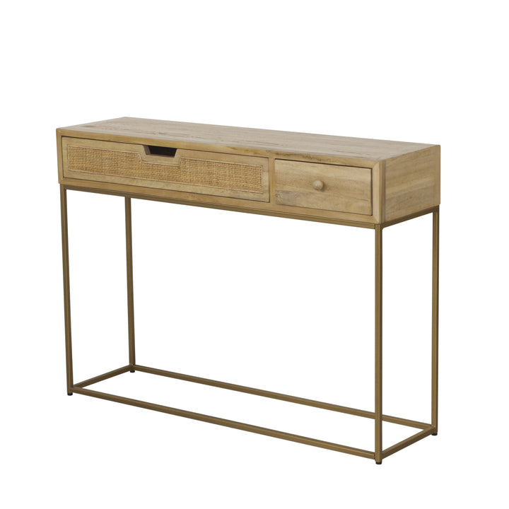 Rattan Two Drawer Console Table