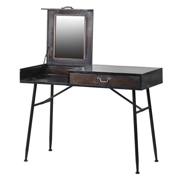 Dark Brown Iron Dressing Table with Mirror