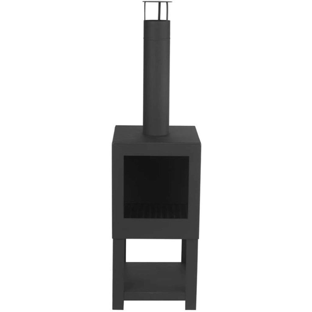 Steel Square Black Garden Terrace Heater With Wood Store