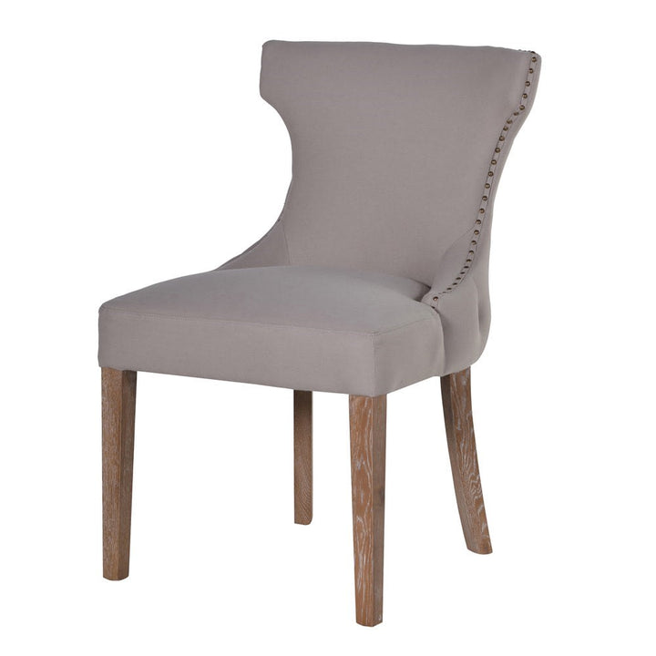 Taupe Linen Button Back Dining Chair