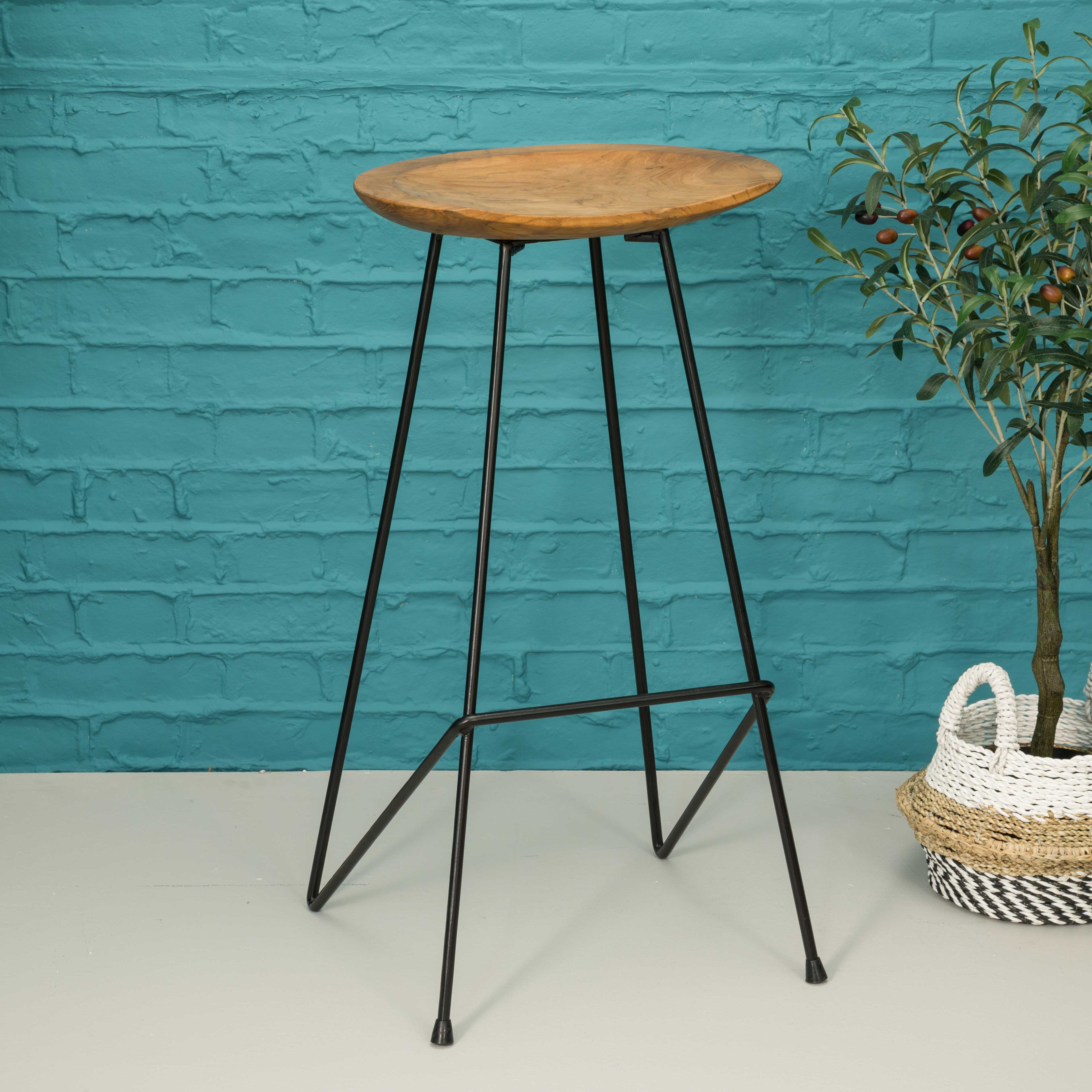 Teak Set of Two Kitchen Bar Stools