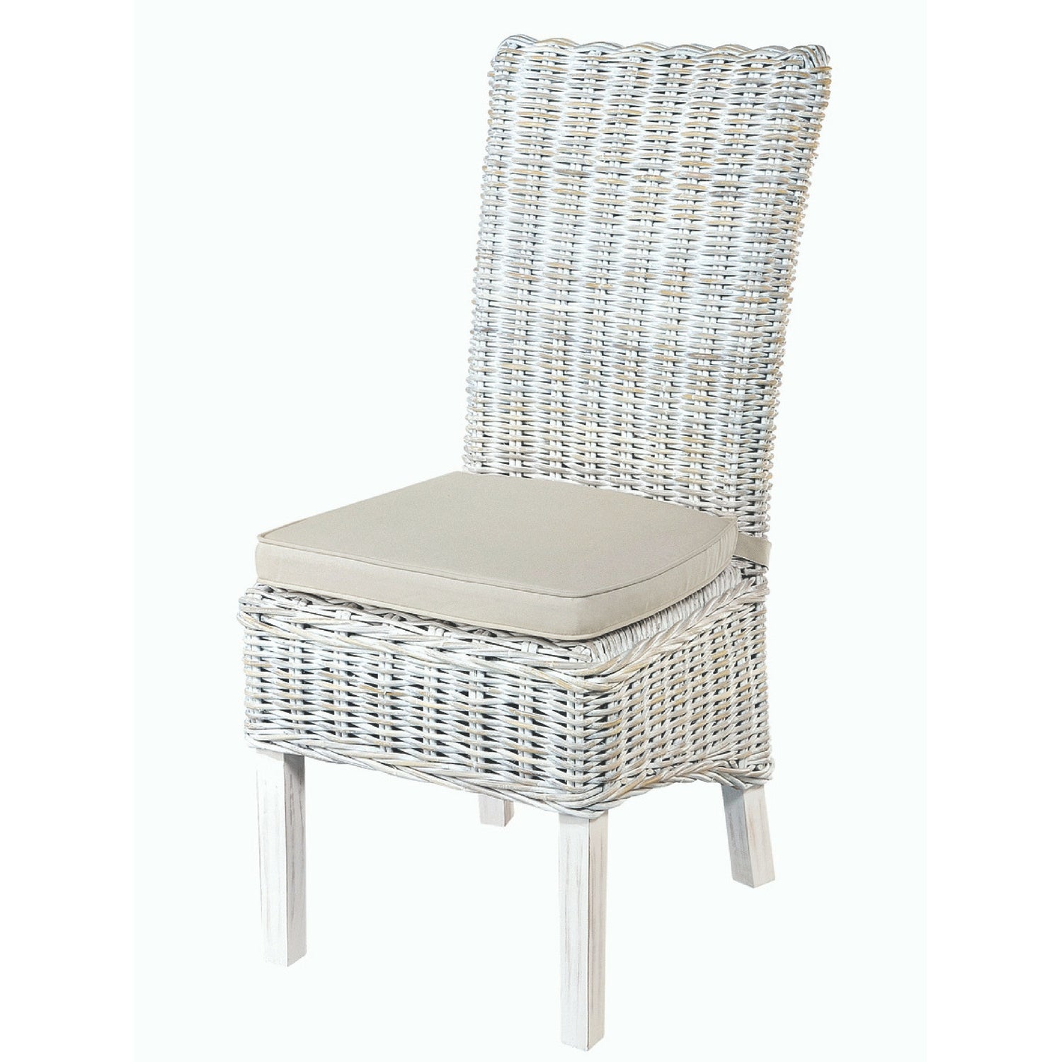 High Back White Wash Rattan Dining Chair Set of Two The Orchard Home