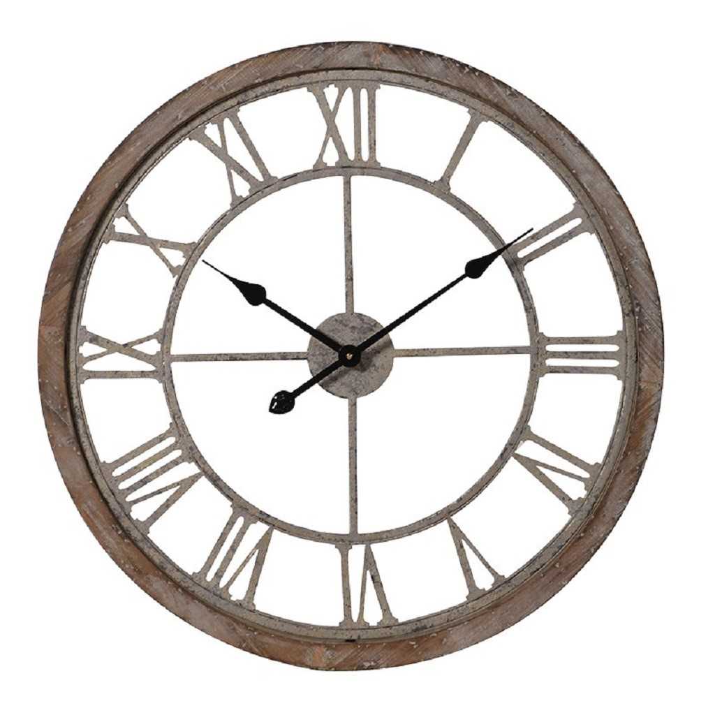 Weathered Wood and Metal Cut Out Clock