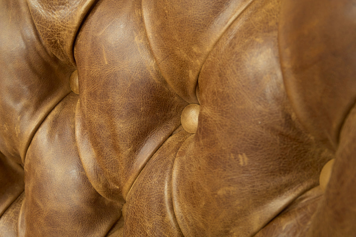 Brown Cerato Leather and Gamekeeper Thorn Harris Tweed Wing Wrap Armchair