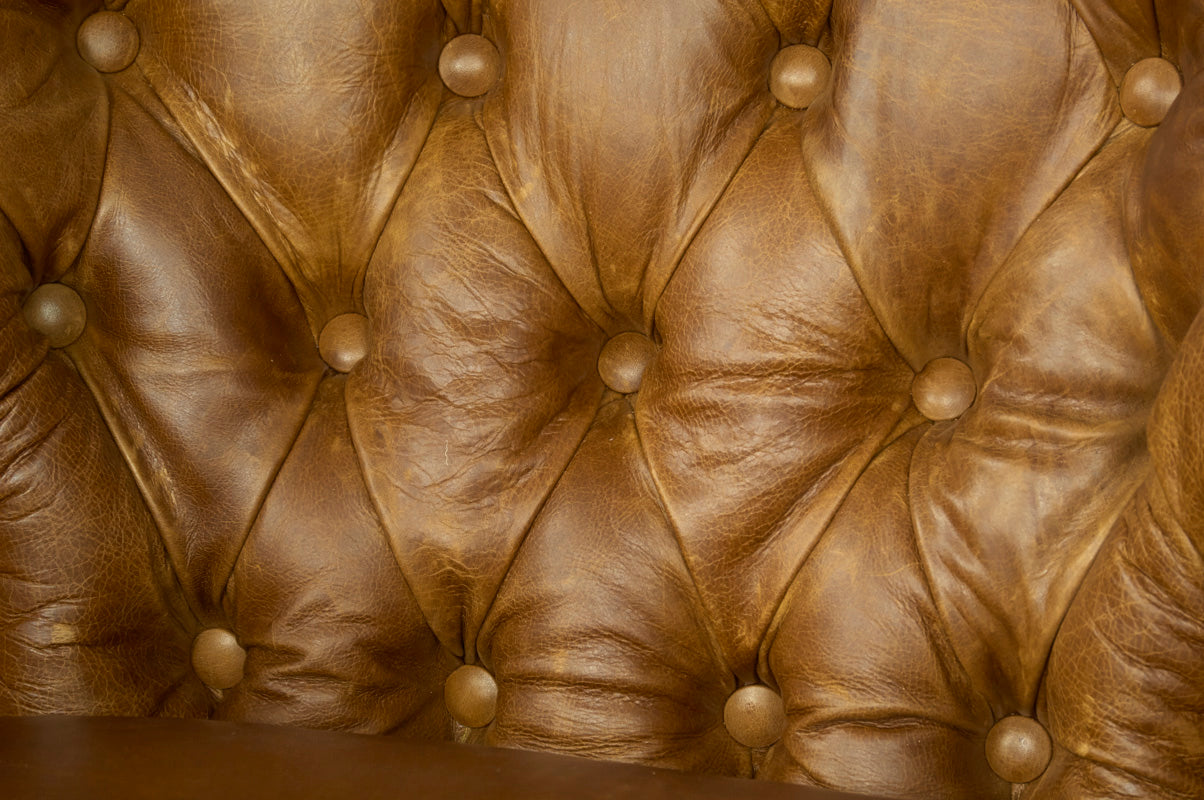 Brown Cerato Leather and Gamekeeper Thorn Harris Tweed Wing Wrap Armchair