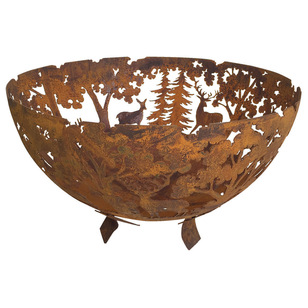 Woodland Laser Cut Rust Fire Bowl