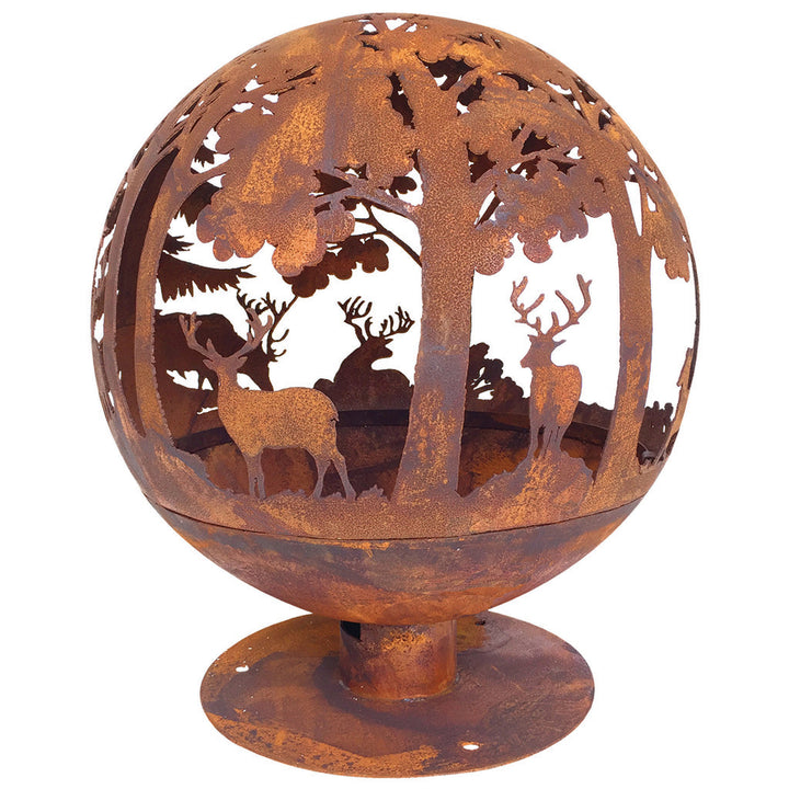 Woodland Laser Cut Rust Fire Globe