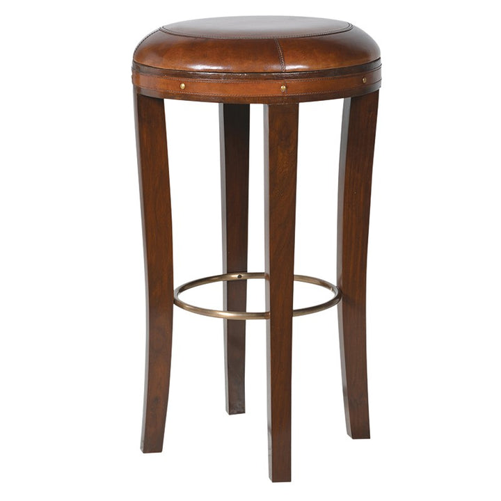 Jaipur Leather Round Bar Kitchen Dining Stool