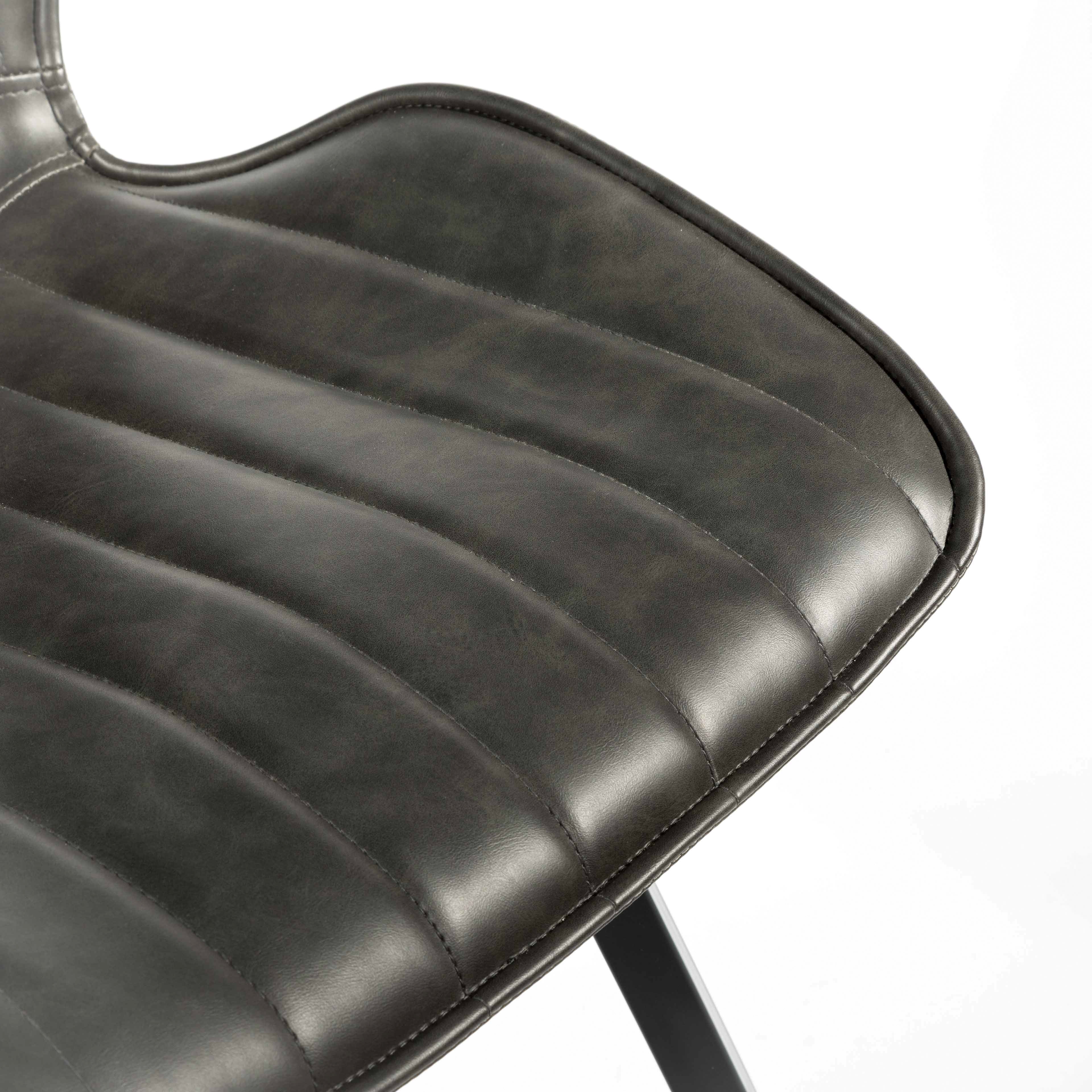 Lola Grey Ribbed Dining Chair Vegan Leather Set Of Two