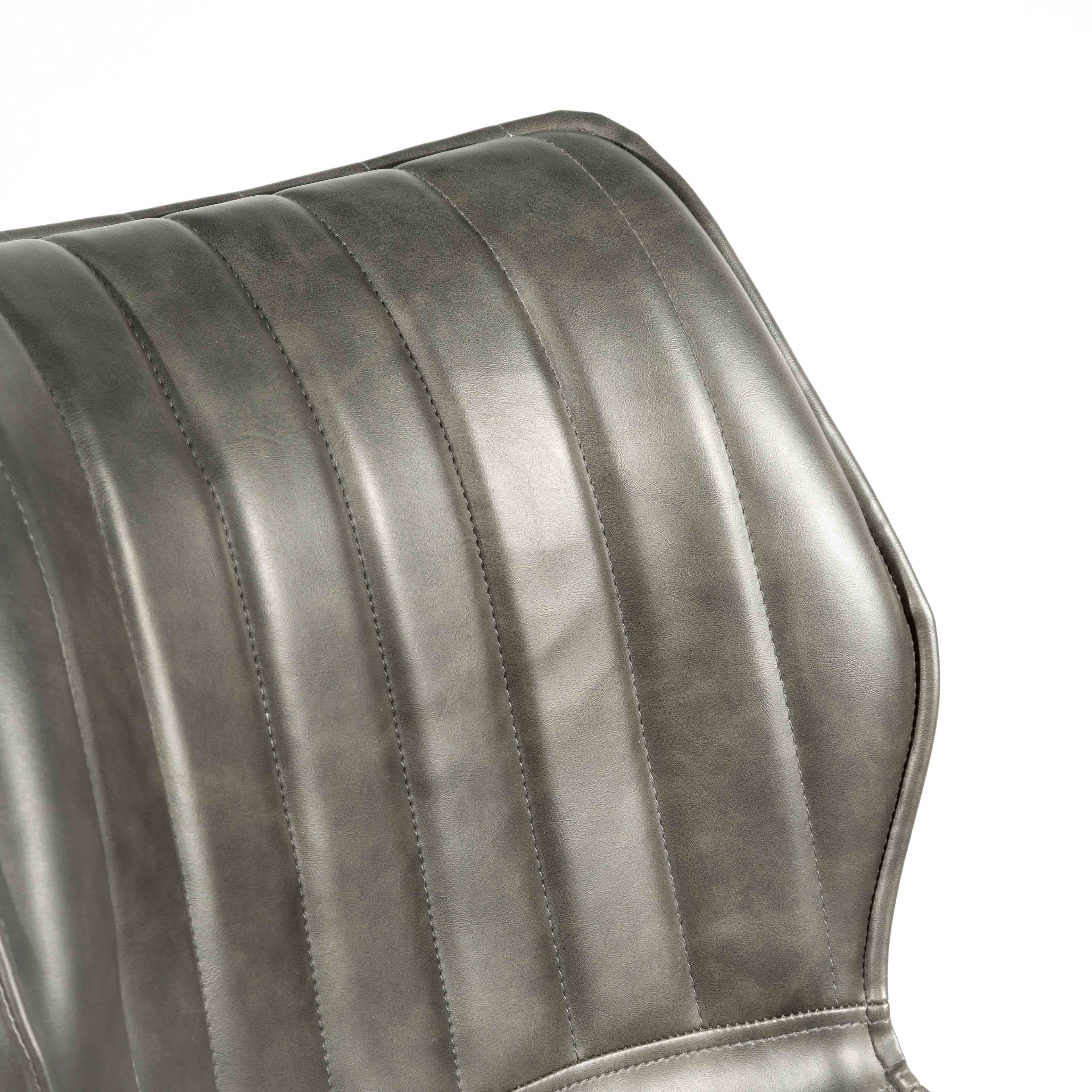 Lola Grey Ribbed Dining Chair Vegan Leather Set Of Two