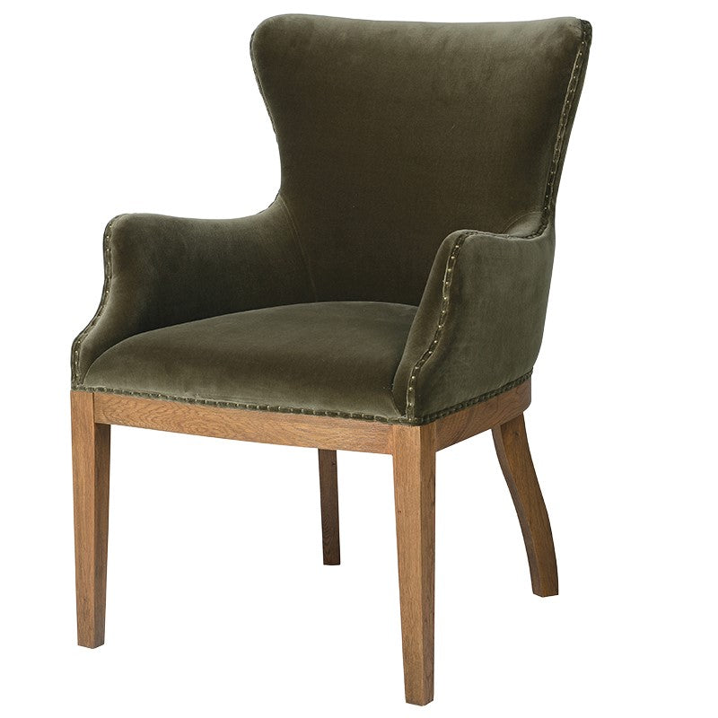 Olive Green Velvet Dining Armchair