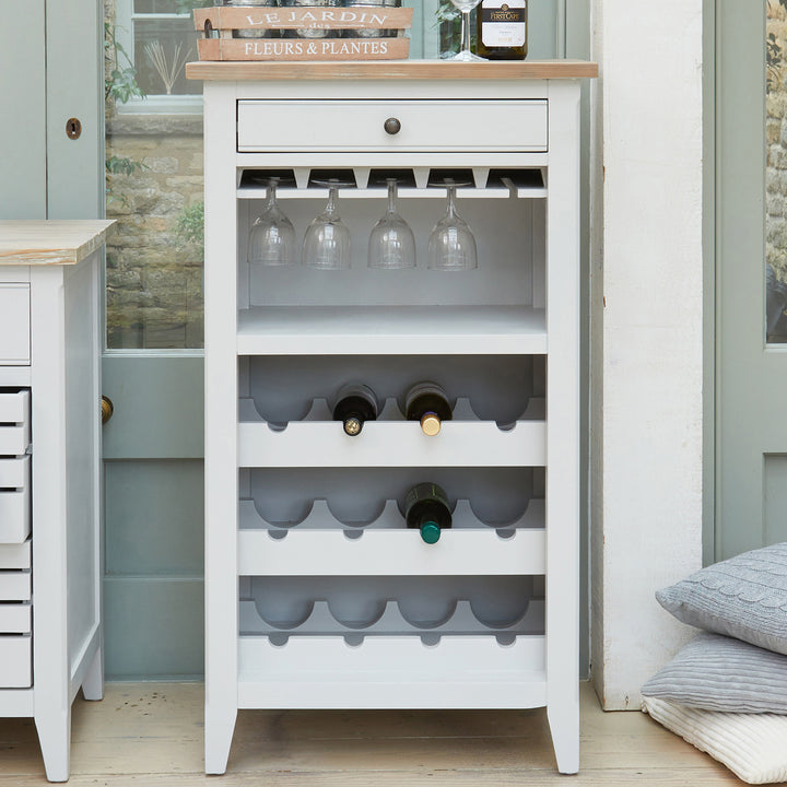 Ridley Grey Wine Rack/Wine Glass Storage Rack Cabinet - The Orchard Home and Gifts