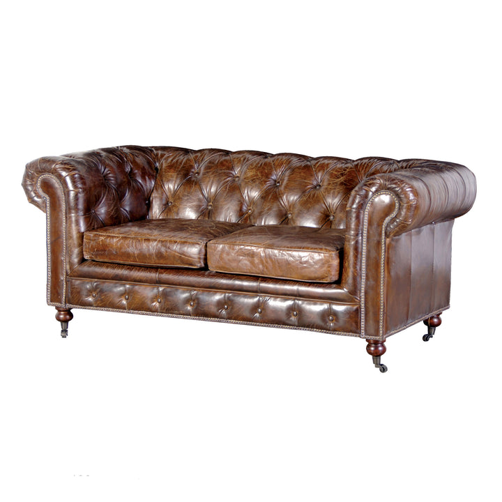 Vintage Leather Two Seater Chesterfield Sofa